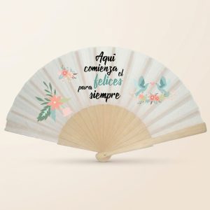 Abanico Boda “Aquí Comienza el Felices Siempre”