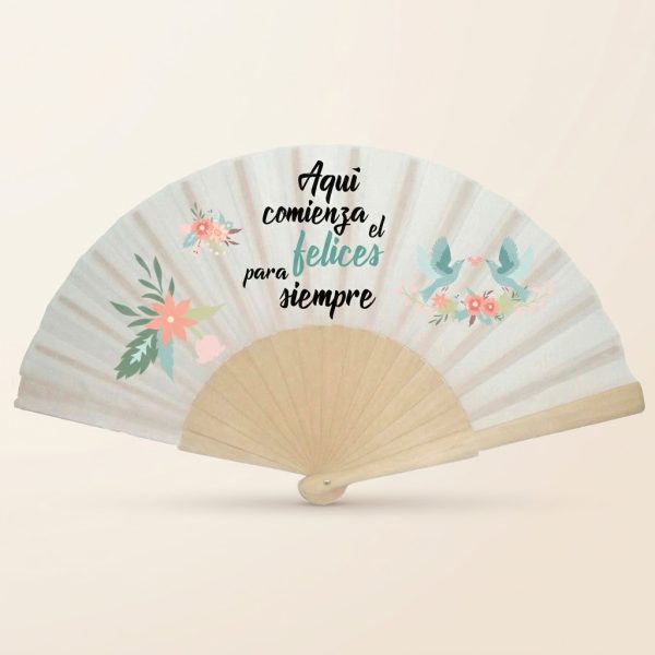 Abanico Boda “Aquí Comienza el Felices Siempre”