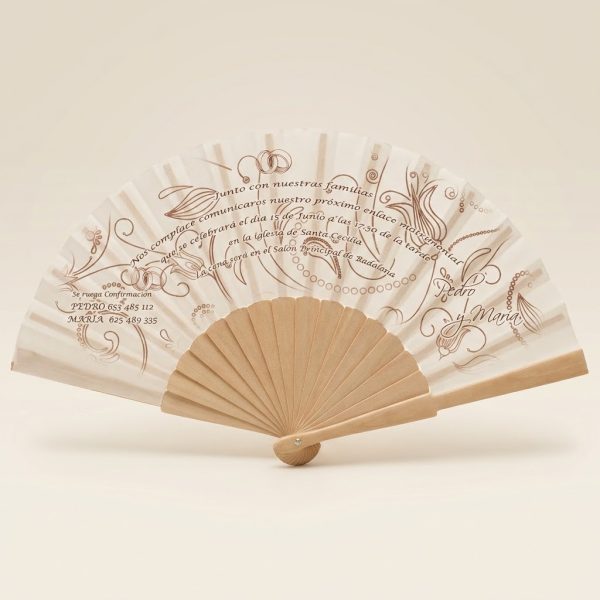 Abanico Boda Personalizado Ornamental Sepia