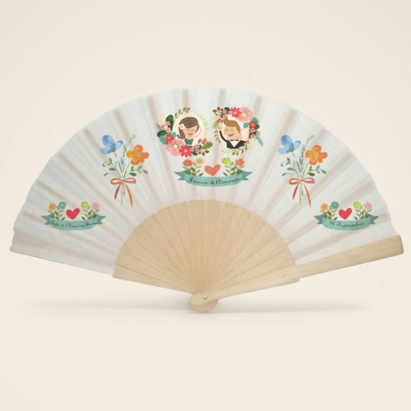 Abanico Boda Personalizado Novios Floral