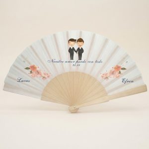 Abanico Boda Personalizado Amor Floral