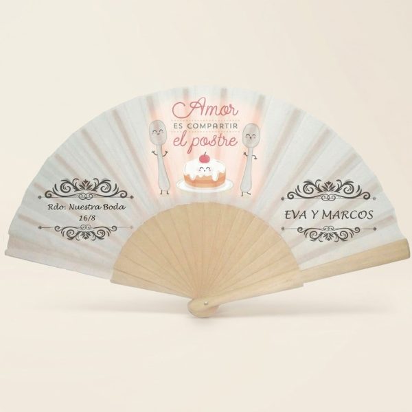 Abanico Boda Personalizado Amor y Tarta