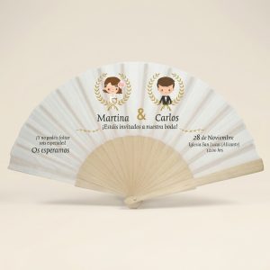 Abanico Boda Personalizado Novios Laurel