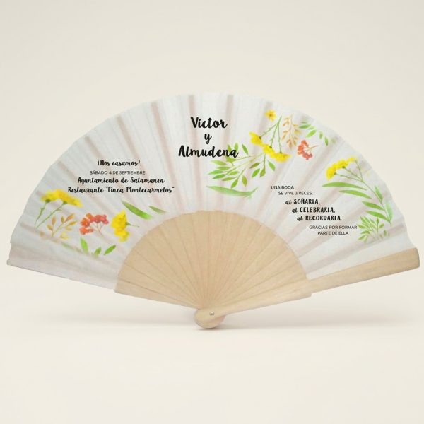 Abanico Boda Personalizado Floral Silvestre