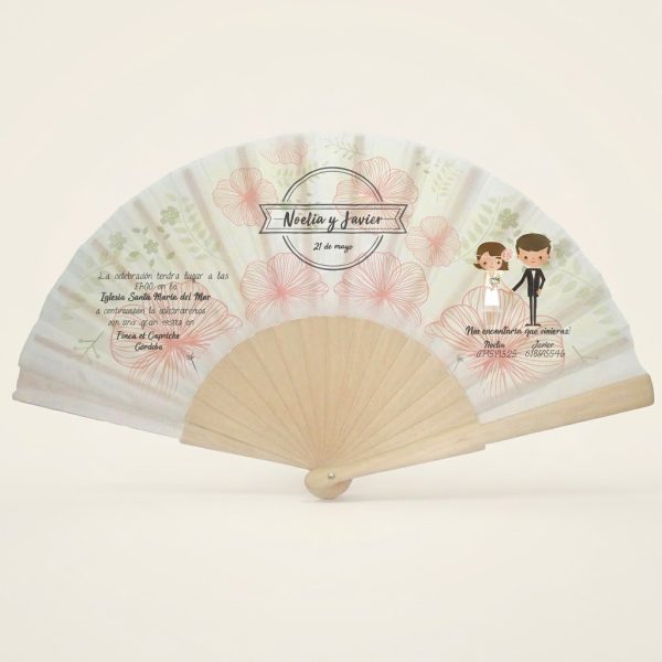 Abanico Boda Personalizado Floral Vintage