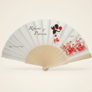 Abanico Boda Personalizado Novios y Flores