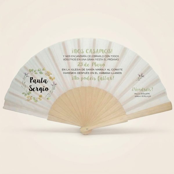 Abanico Boda Personalizado Nos Casamos Botánico
