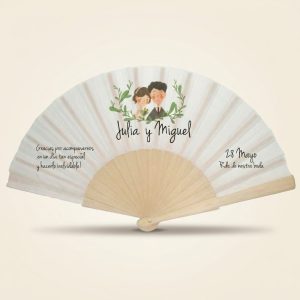Abanico Boda Personalizado Novios Botánicos