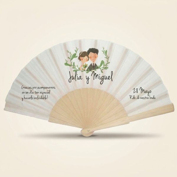 Abanico Boda Personalizado Novios Botánicos