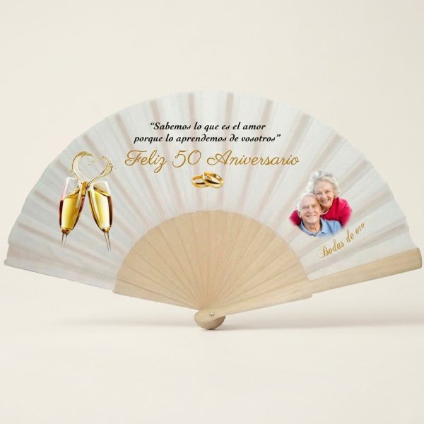 Abanico Bodas de Oro con Foto y Brindis