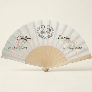 Abanico Bodas de Plata Floral Personalizado