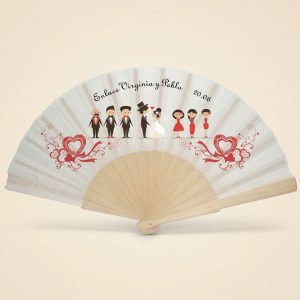 Abanico Boda Personalizado Novios y Corazones