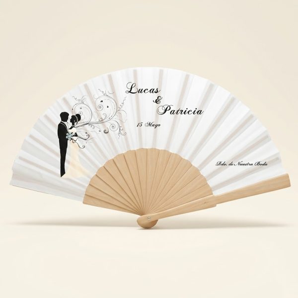 Abanico Boda Personalizado Novios Silueta