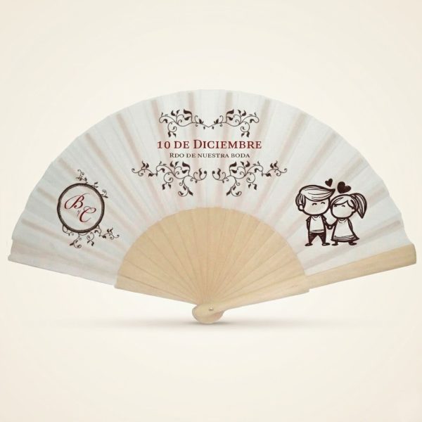Abanico Boda Personalizado Iniciales y Filigrana