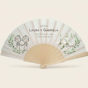 Abanico Boda Personalizado Novias Botánicas