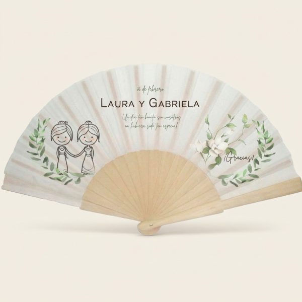 Abanico Boda Personalizado Novias Botánicas