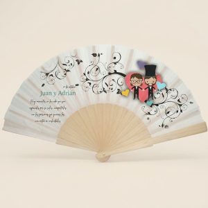 Abanico Boda Personalizado Novios Love Color