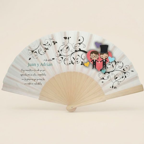 Abanico Boda Personalizado Novios Love Color