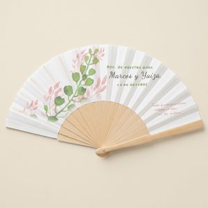 Abanico Boda Botánico Eucalipto Personalizado