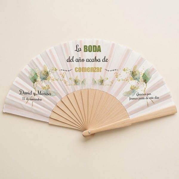 Abanico Boda Personalizado Frase Divertida Botánica