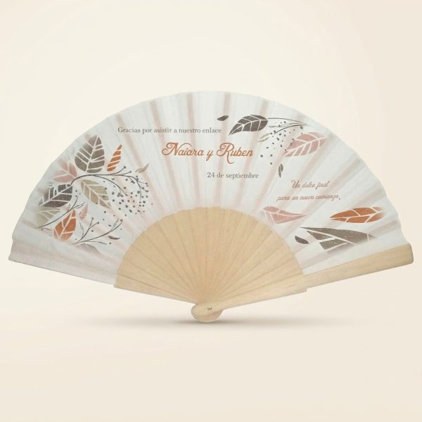 Abanico Boda Personalizado Hojas Terracota Otoño