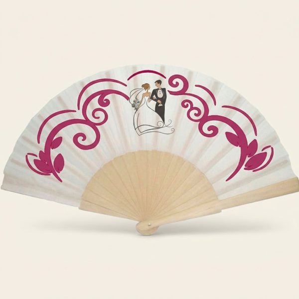Abanico Boda Romántico Fucsia con Pareja
