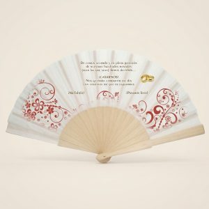 Abanico Boda "De Común Acuerdo" Rojo Floral