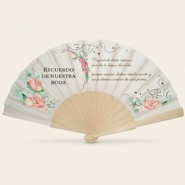 Abanico Boda Peonías Rosa «Recuerdo» | Genérico