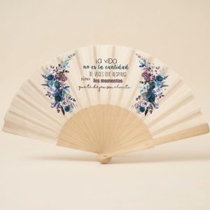 Abanico Boda Flores Índigo «Momentos» | Genérico