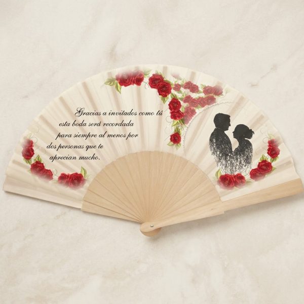 Abanico Boda Rosas Rojas «Silueta Nupcial» | Genérico