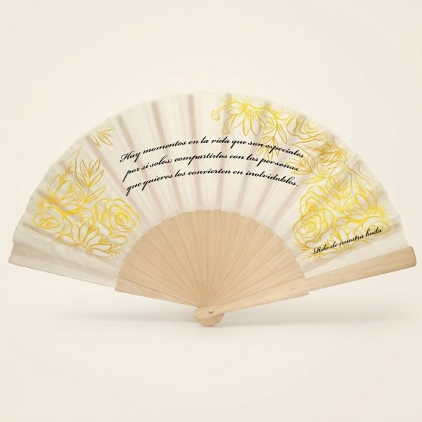 Abanico Boda Rosas Doradas «Momentos» | Genérico
