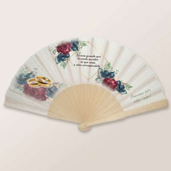 Abanico Boda Peonías Rojas y Marino | Genérico