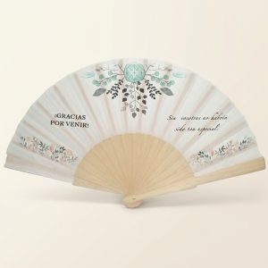 Abanico Boda Botánico Menta «Gracias» | Genérico