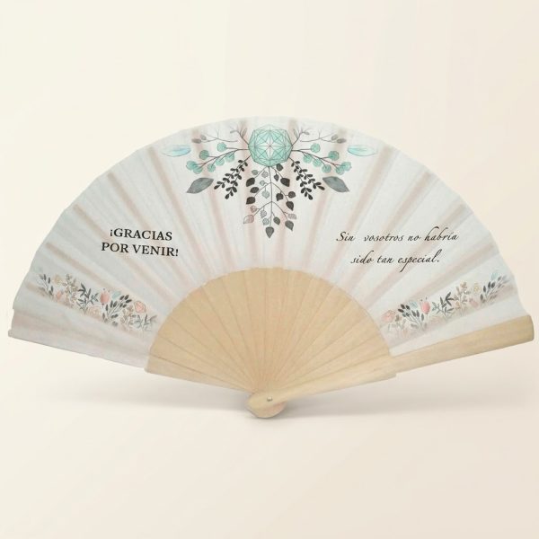 Abanico Boda Botánico Menta «Gracias» | Genérico