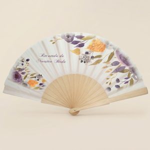 Abanico Boda Flores Silvestres Morado | Genérico