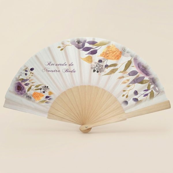 Abanico Boda Flores Silvestres Morado | Genérico