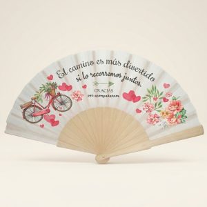 Abanico Boda Bicicleta Rosa «Juntos» | Genérico