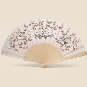 Abanico Boda Pajaritos Rosa «Bienvenidos» | Genérico