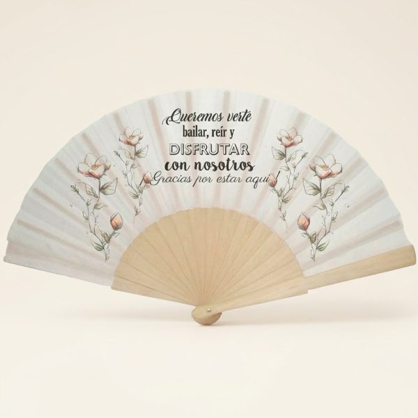 Abanico Boda Magnolias Rosa «Disfrutar» | Genérico
