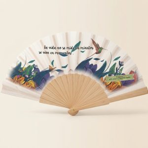 Abanico Boda Flores Verde Agua «Naturalia» | Genérico