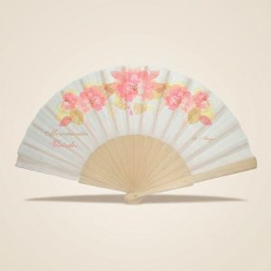Abanico Comunión Flores Coral Personalizado