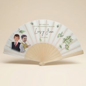 Abanico Comunión Doble Botánica Personalizado