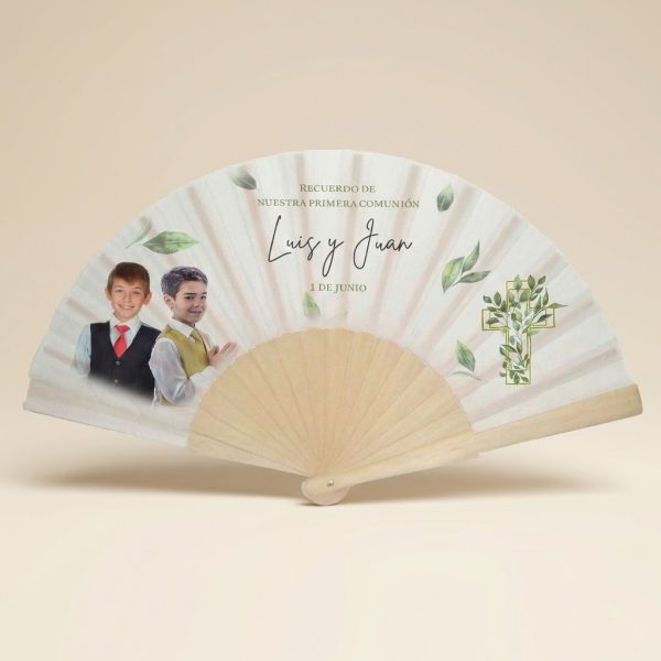 Abanico Comunión Doble Botánica Personalizado