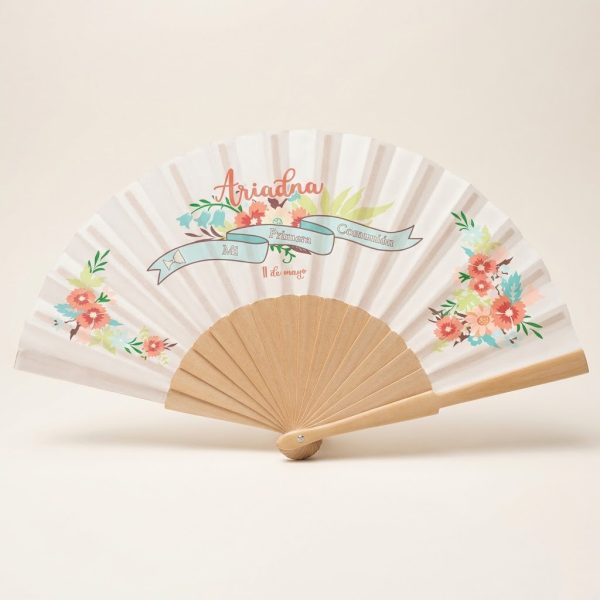 Abanico Comunión Floral Personalizado