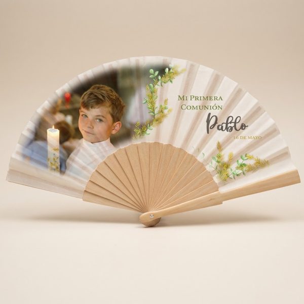 Abanico Comunión Botánico Personalizado