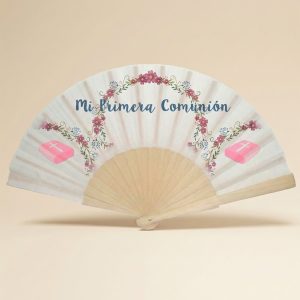 Abanico Comunión Floral Rosa Genérico