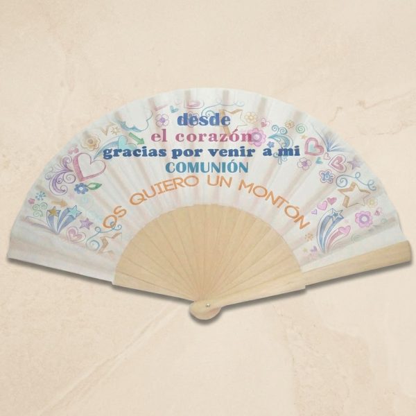Abanico Comunión Corazón y Estrellas