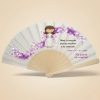 Abanico Comunión Niña Floral Malva