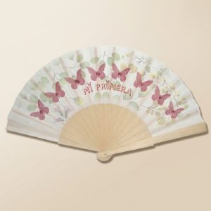 Abanico Comunión Mariposas y Hojas