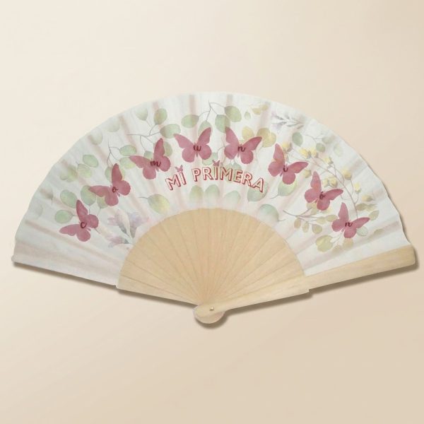 Abanico Comunión Mariposas y Hojas